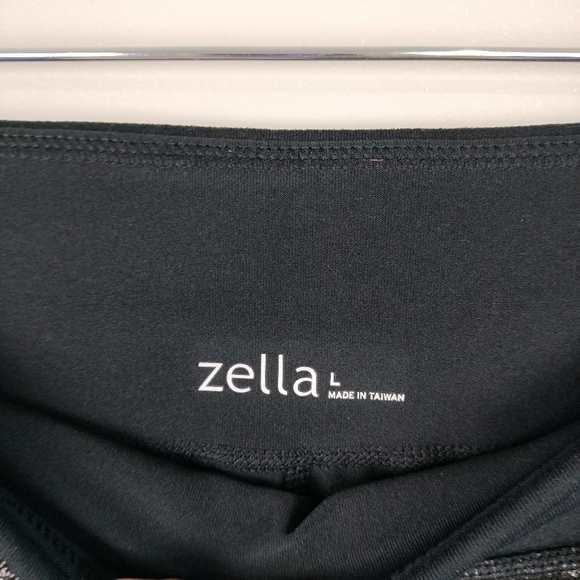 NWOT ZELLA Shimmer Crackle Front Mid Rise Full Length Leggings in Black Sz. L - Picture 7 of 8